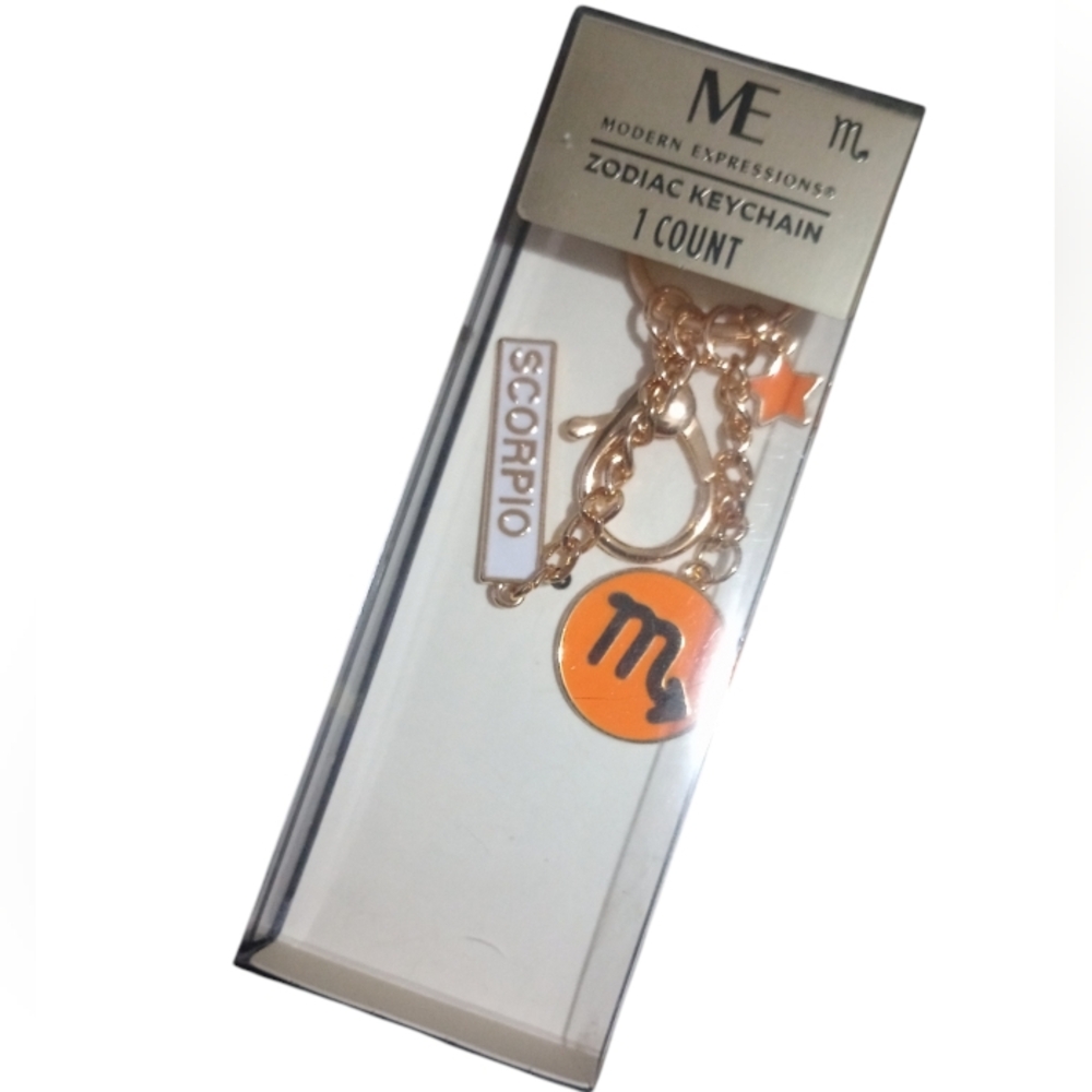 New Modern Expressions Gold Toned and Orange Scorpio Keychain/Bag Charm